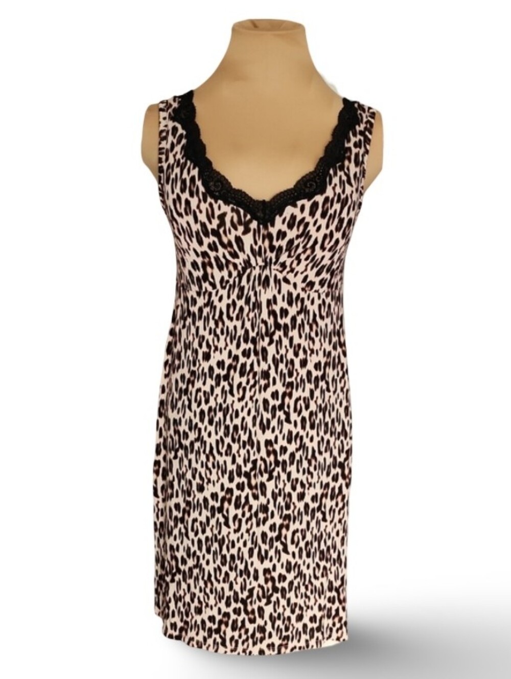 Ambrielle Leopard Print Coquette Chemise Nightgown Sleep Dress Size Small